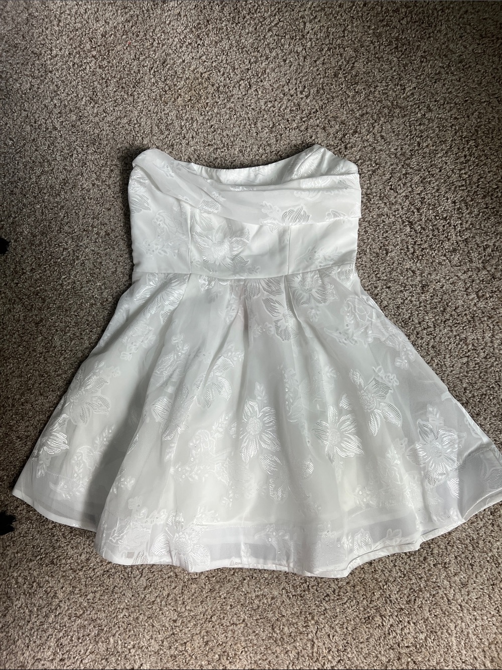 Hello Molly White Strapless Floral Party Dress